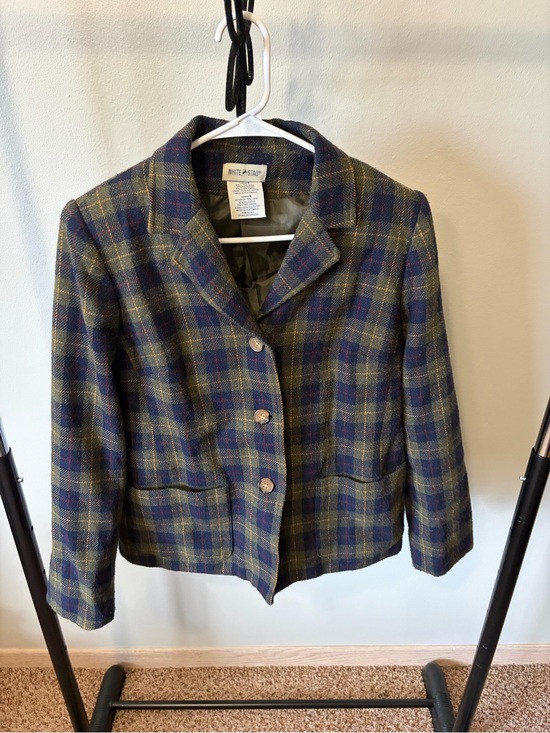 White Stag Jackets & Blazers - Vintage White Stag Women's Green Plaid Wool-Blend Jacket